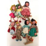 Collection of 7 Pelham puppets to include Jumpette Noddy and Andy Pandy.