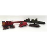 Hornby Breakdown crane and tenders together with Triang Army Searchlight wagon and Dock Authority