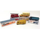 Dinky group to include 555 Fire Engine, 930 Bedford Pallet Jekta Van, 511 Guy 4 ton Lorry - all with