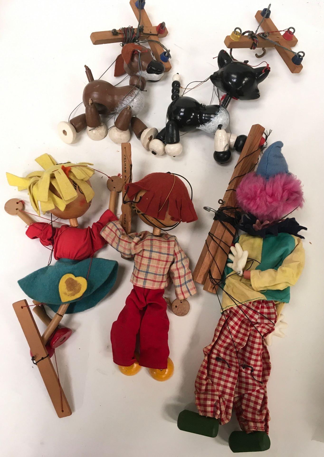 Five Pelham Puppets to include Bengo the Boxer, Cat/Kitten, Wooden Head Boy and Girl and White - Image 2 of 2