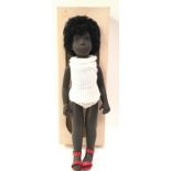Sasha Trendon Black Girl Cora 109, wrist tag, wearing white knitted dress and pants and red sandals,