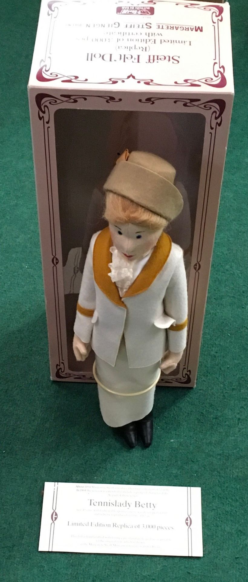 A Steiff felt doll, German, 1986/87, replica of Tennislady Betty, Limited Edition No.1328 of 3,