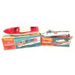 Triang pair of plastic boats to include 415 S 14” Electric Speedboat and 417 S Clockwork operated