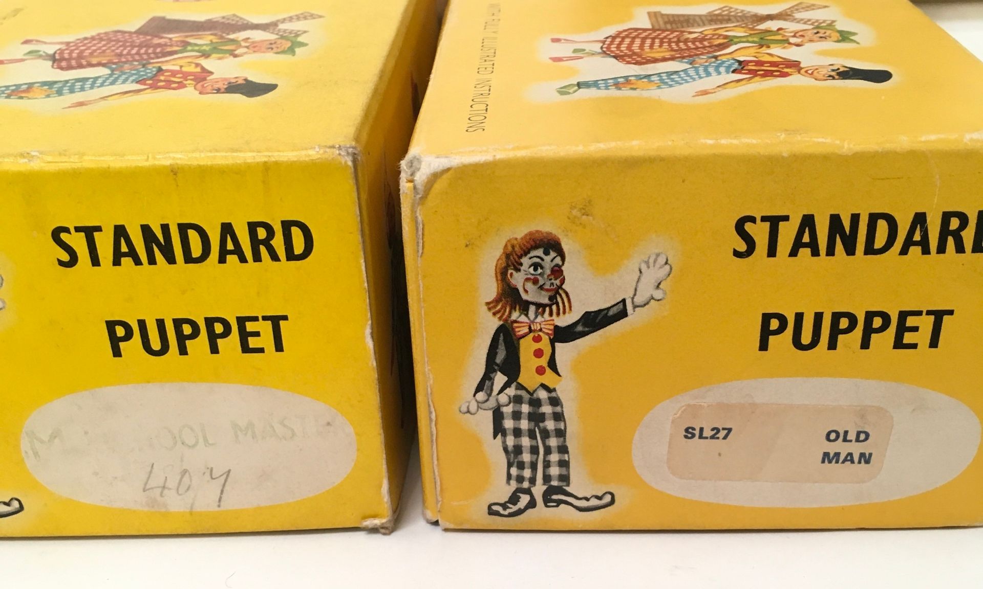 Pair of Pelham Puppets: SL27 Old Man and SM School Master in correct yellow carded boxes. - Image 2 of 6