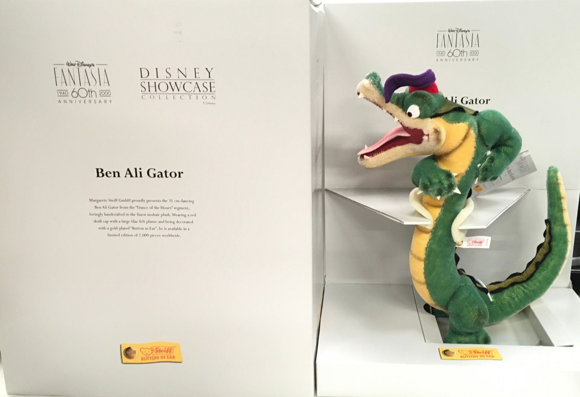 Steiff Walt Disney Ben Ali Gator, made for the 60th Anniversary of Fantasia, 2000, mohair, white tag