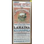 Framed advertising poster “The Sugar Cane Train of The Lahaina - Kaanapali & Pacific Rail Road”.