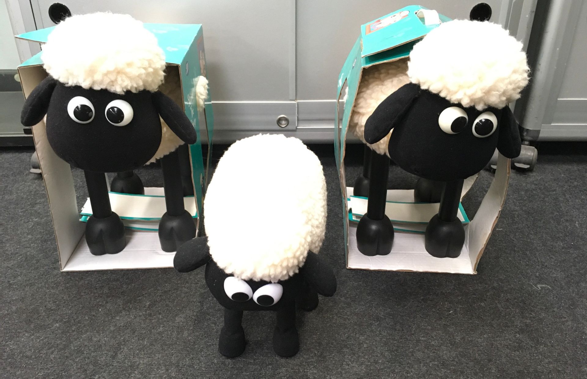 2 Boots Wallace and Gromit Shaun the Sheep footstools, boxed together with another Boots Shaun the - Image 2 of 2