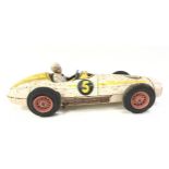 Mettoy (UK) large tinplate "Thunderbird" Mercedes Racing Car - friction drive model with driver