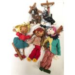 Five Pelham Puppets to include Bengo the Boxer, Cat/Kitten, Wooden Head Boy and Girl and White