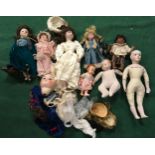 Collection of bisque and plastic dolls to include a Bell Ceramics (Belmont, Florida) three faced