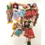 Collection of 7 Pelham Puppets to include Mitzi, Clown and Gypsy Girl.