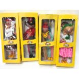 4 Boxed Pelham Puppets: SS5 Tyrolean Girl, SS6 Clown, SS7 Fritzi, SS8 Mitzi. All in yellow window