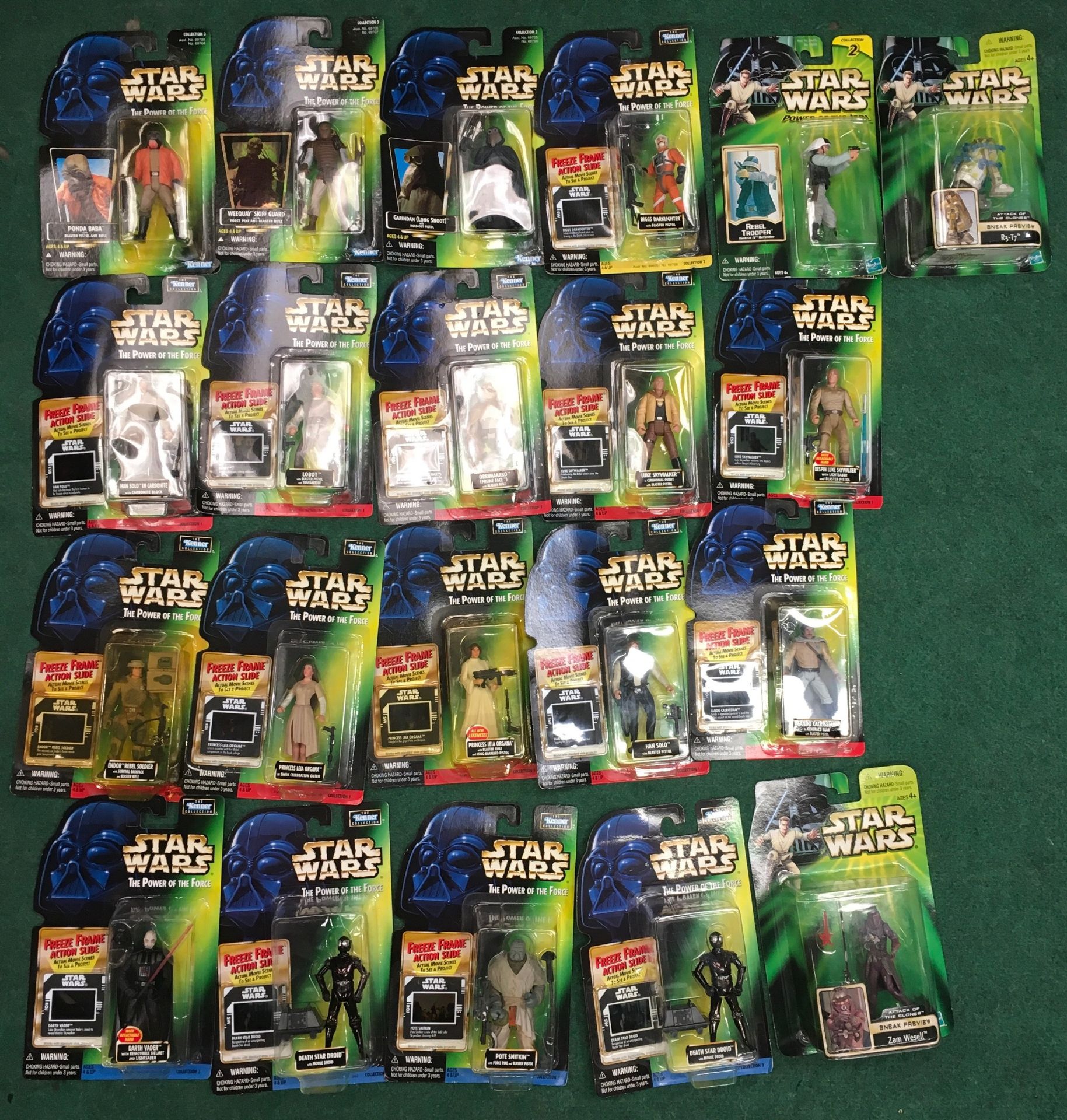 21 x Kenner Hasbro Star Wars The Power of the Force Collection 1, 2 & 3 and Power of the Jedi