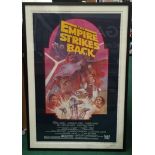 Original U.S one sheet movie poster from 1982 for “The Empire Strikes Back”, sequel to 1977’s “