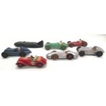 Dinky group of unboxed racing cars to include 23e Speed of the Wind, 23N Maserati, 23J H.W.M, 2 x