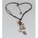 Designer Van Peterson silver/pearl/coral necklace.