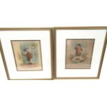 Pair of vintage humours water colours signed "Cynicus" 35x30cm