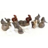 Collection of Poole Pottery animals including stoneware, white and treacle glaze examples