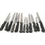 Collection of 12 new unboxed kitchen knives (note not to be sold to under 18s)