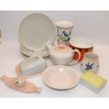 Collection of Poole Pottery to include Twin Tone and an LE pattern trumpet vase