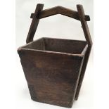Vintage large wooden trug bucket of graduated square form. Standing approx 57cms tall including