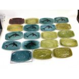 Poole Pottery: Collection of glazed pin trays featuring animals in various colours. 19 in lot