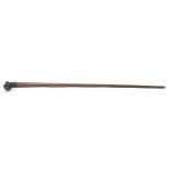 Bronze boxer head walking cane with bead eyes 82cm long.