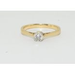 9ct gold ladies diamond solitaire ring H/M as 0.25ct size N
