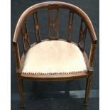 Edwardian mahogany inlaid saloon chair 70x55x50cm