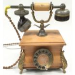 Vintage wood and brass telephone