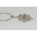 Antique blue topaz 925 silver pendant.