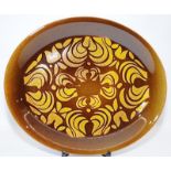 Large Poole Pottery Aegean oval shaped charger. 40cms across. Being sold on behalf of Christian Aid.