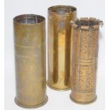 Three WWI trench art shell cases