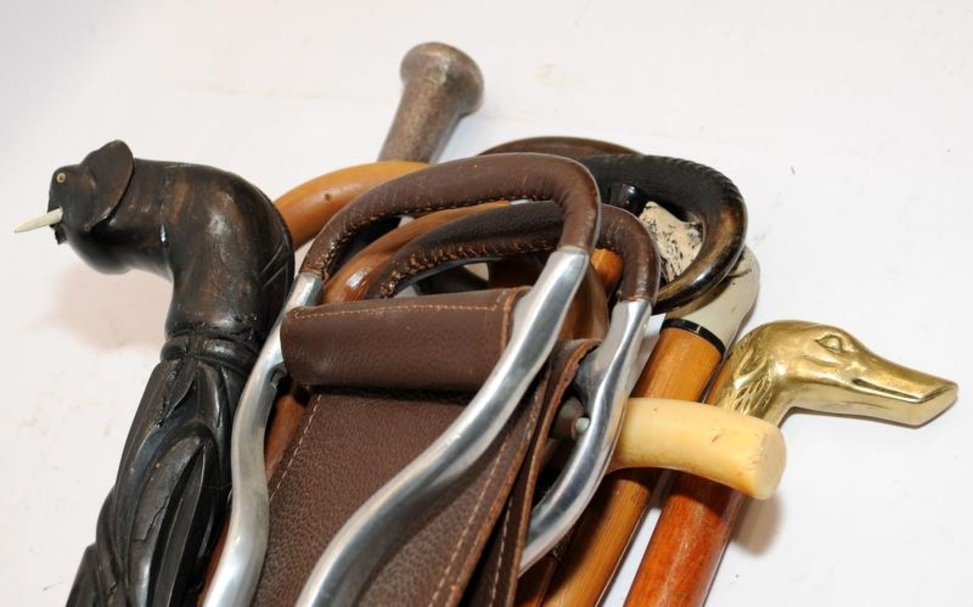 Collection of vintage walking sticks and shooting sticks to include silver collared examples - Image 3 of 3