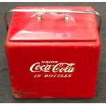 Vintage Coca Cola metal drinks cooler with fitted bottle opener 41x44x35cm.