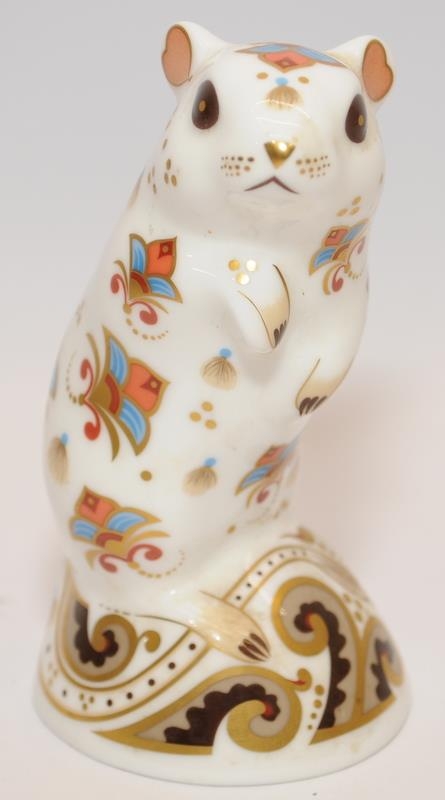 Royal Crown Derby paperweight of a Gerbil, gold stopper