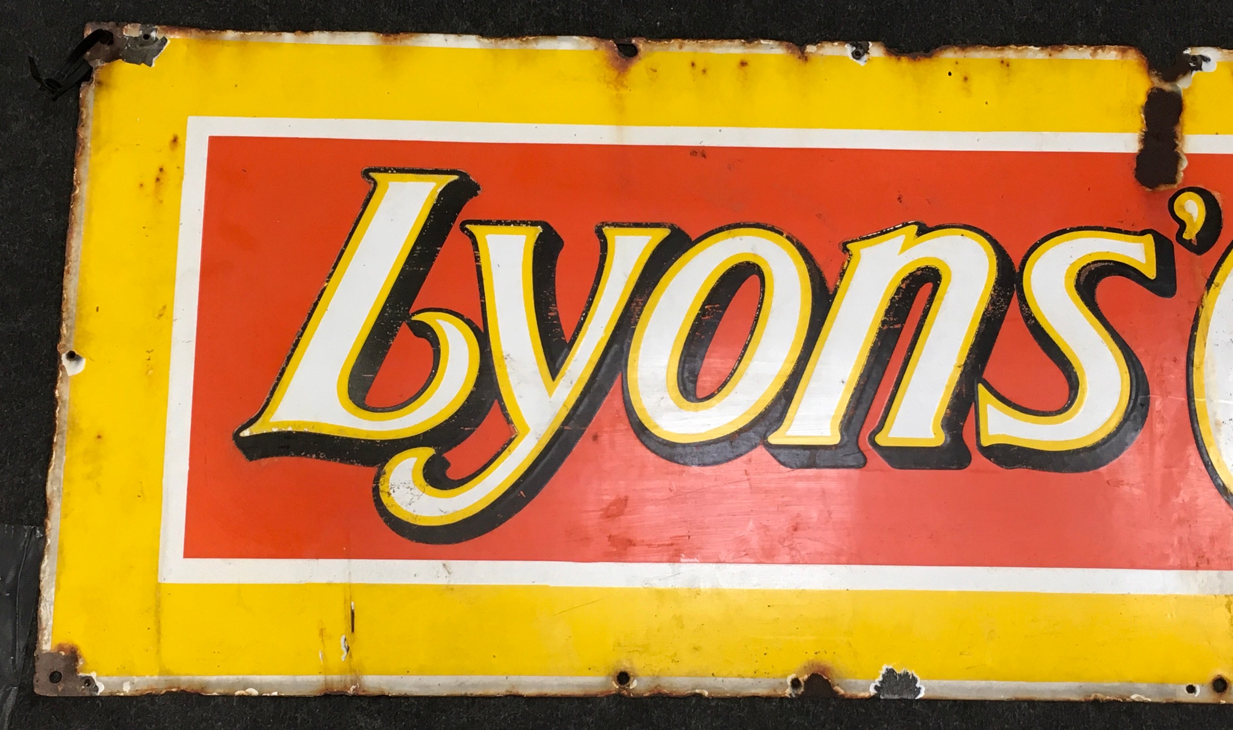 Lyons' Cocoa vintage enamel advertising sign 154x47cm. - Image 2 of 4