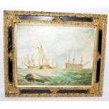 Sheerness by Terence Vickress after JMW Turner. Oil on canvas. O/all frame size 67cms x 56cms