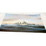 First edition print "HMS Belfast" signed by the then captain now Admiral Sir Frederick Parham