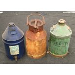 Vintage milk churn together with two vintage advertising oil cans (3).