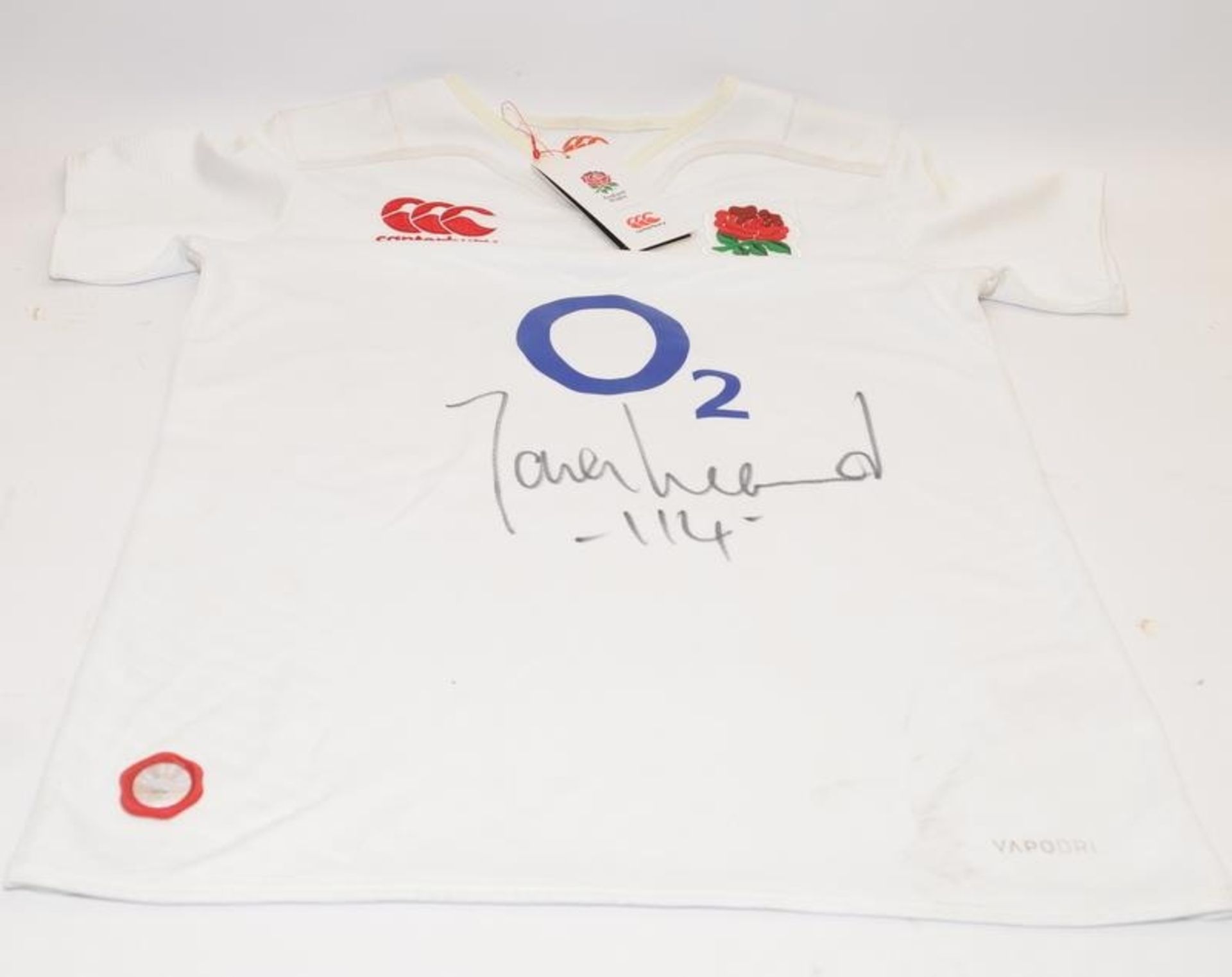 Mixed sports lot to include a vintage lace up Slazenger rugby ball and an England Rugby shirt signed - Image 6 of 8