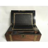 Victorian mahogany writing slope with brass inlay 41x24x17cm.