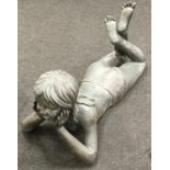 Large bronze decorative sculpture of a girl lying on her front 40x85x40cm.