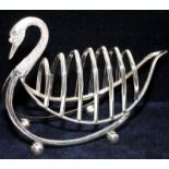 Large silver plate Swan toast rack