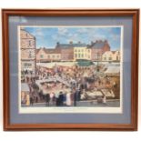 Framed and glazed limited edition print "Knaresborough Market In The Early Twentieth Century" by