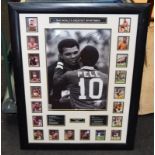 Large framed photograph of Mohammad Ali and Pele. Entitled The Worlds Greatest Sportsmen. Signed