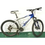 Giant Yukon silver and blue mountain bike 27 gears 23" wheel size 17" frame size.