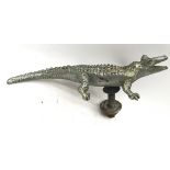 Vintage chrome car mascot in the form of an alligator 13cms across