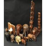 Collection of wooden elephant figurines (16).