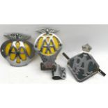 A small collection of vintage AA and RAC radiator grille badges. Three in lot